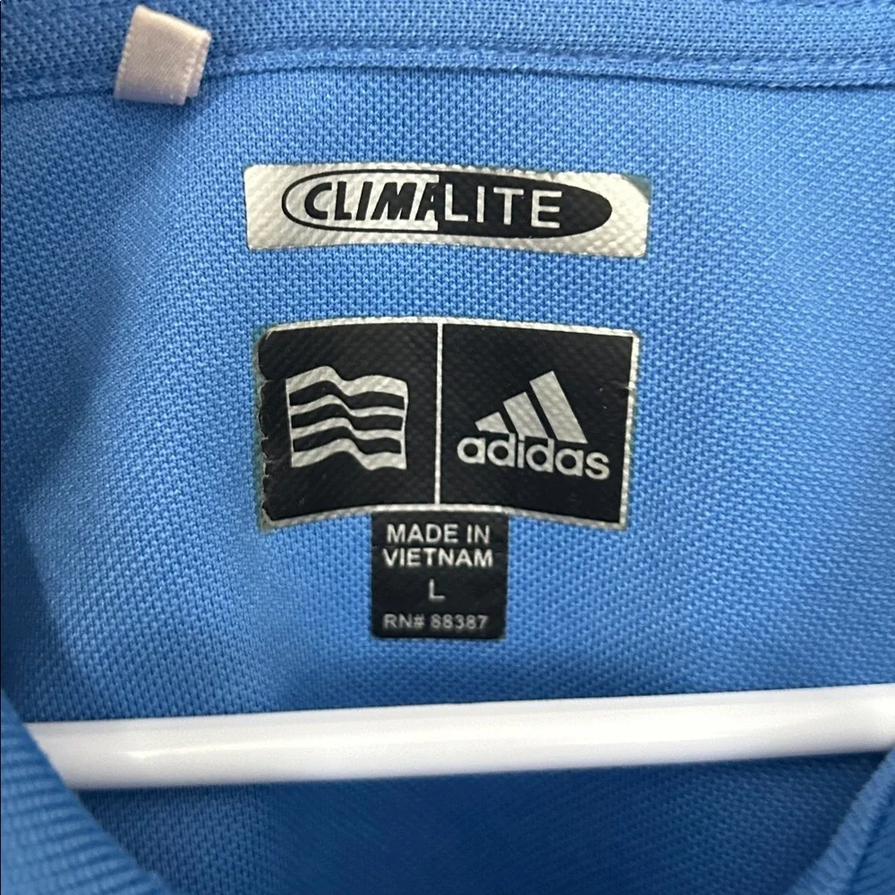 Adidas polo short sleeve climalite shirt size large blue golf shirt athleisure